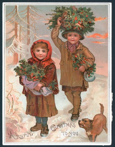 Ein freudiges Weihnachten für dich - Viktorianische Weihnachtskarte von English School