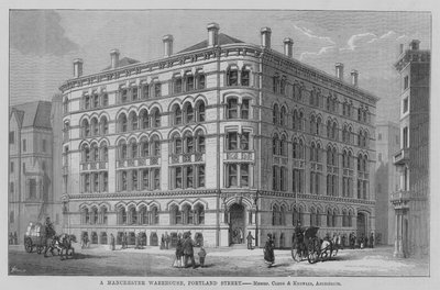Ein Lagerhaus in Manchester, Portland Street, Messrs Clegg und Knowles, Architekten. Illustration für The Builder von English School