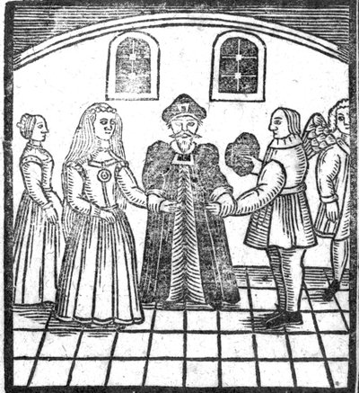 Eine Hochzeitszeremonie, eine Illustration aus A Book of Roxburghe Ballads von English School
