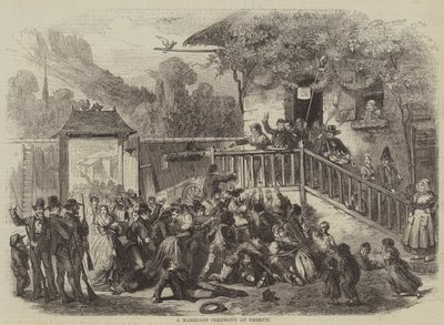 Eine Hochzeitszeremonie in Embrun (Stich) von English School