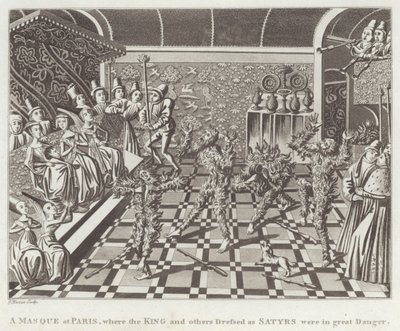 Ein Maskenball in Paris, bei dem der König und andere als Satyrn verkleidet in großer Gefahr waren von English School