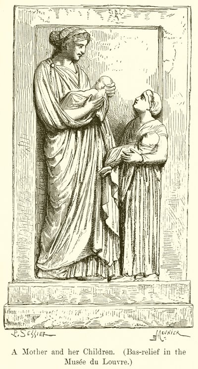 Eine Mutter und ihre Kinder (Basrelief im Louvre) von English School