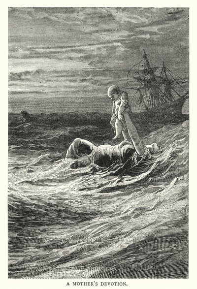 Die Hingabe einer Mutter (farbiger Stich) von English School