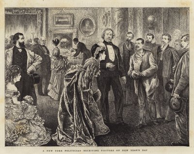 Ein New Yorker Politiker empfängt Besucher am Neujahrstag (Stich) von English School