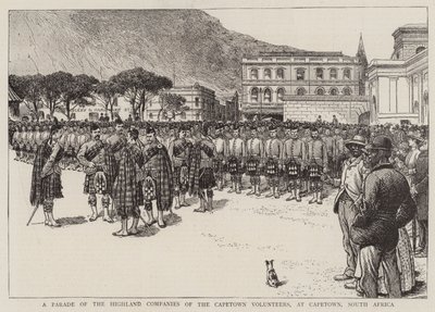 Eine Parade der Highland-Kompanien der Kapstädter Freiwilligen in Kapstadt, Südafrika von English School