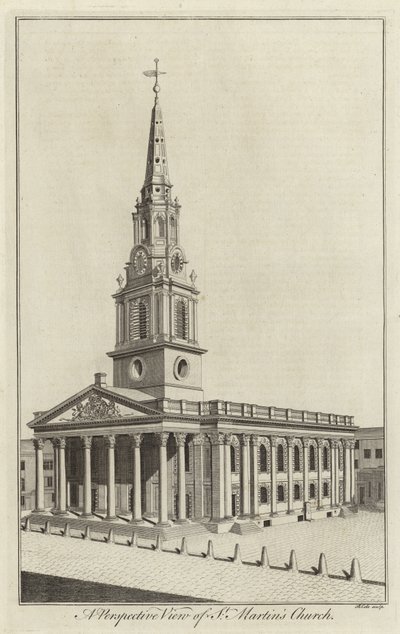 Eine Perspektivansicht der St. Martins Kirche, London von English School