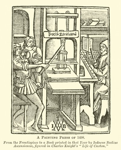 Eine Druckpresse von 1498 von English School