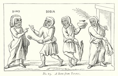 Eine Szene aus Terence (Gravur) von English School