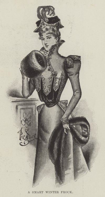 Ein schickes Winterkleid (Lithografie) von English School