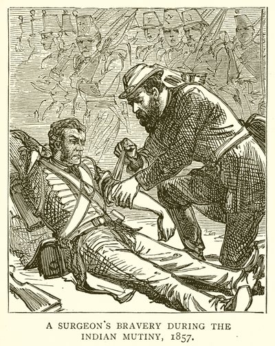 Mut eines Chirurgen während des indischen Aufstands, 1857 von English School