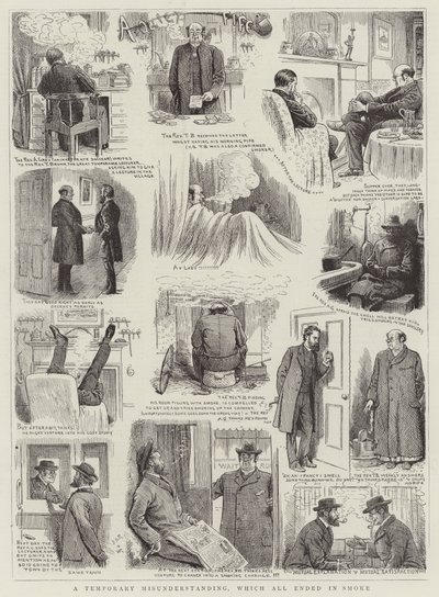 Ein vorübergehendes Missverständnis, das alles in Rauch aufging (Gravur) von English School