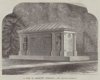 Ein Grab in Brompton Cemetery, Mr. Ashpitel, Architekt (Gravur) von English School