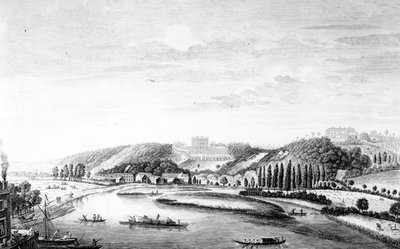 Ansicht von Cliveden House von Maidenhead Bridge aus, um 1780 von English School