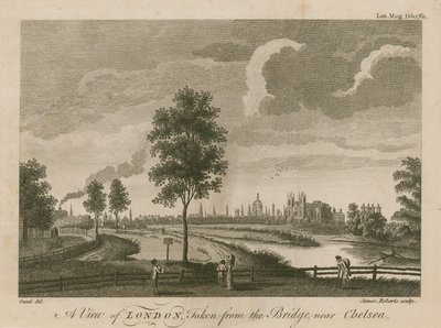 Ansicht von London von der Brücke bei Chelsea von English School