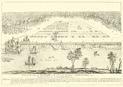 Ansicht der Stadt Savannah in der Kolonie Georgia, in South-Carolina von English School