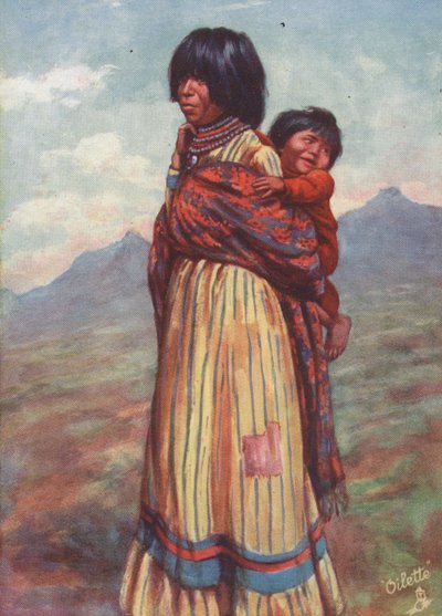 Eine Walapai-Indianerin und Kind von English School