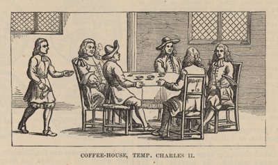 Ein Kaffeehaus in der Ära von Charles II von English School
