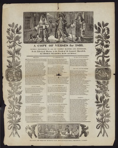 Eine Kopie von Versen für 1833 von English School