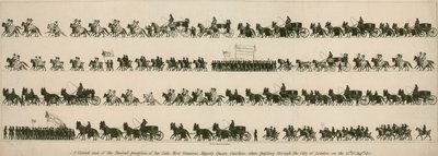 Korrekte Ansicht des Trauerzugs Ihrer verstorbenen Majestät Königin Caroline, als sie am 14. August 1821 durch die Stadt London zog von English School