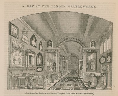 Ein Tag in den Londoner Marmorwerken (Gravur) von English School
