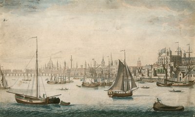 Allgemeine Ansicht der Segelschiffe auf den Gewässern der Themse von English School