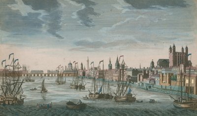 Allgemeine Ansicht der Segelschiffe auf den Gewässern der Themse von English School