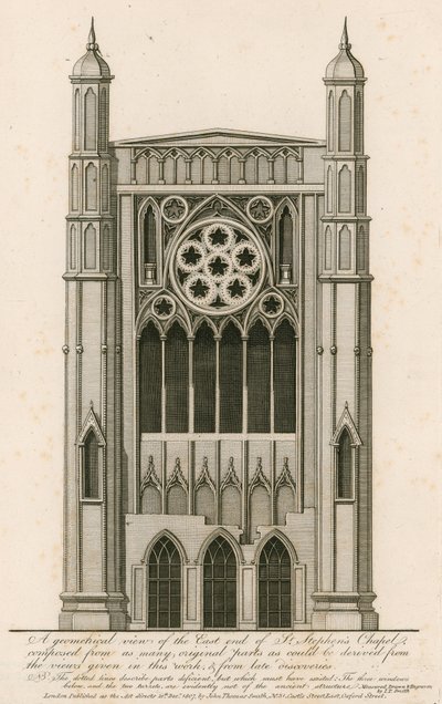 Eine geometrische Ansicht des Ostendes der St. Stephens Kapelle von English School