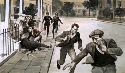 Ein Mann auf der Straße ermordet von English School