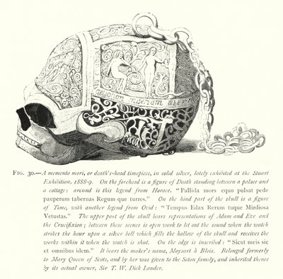 Ein Memento Mori oder Totenkopf-Uhrwerk aus massivem Silber, kürzlich auf der Stuart-Ausstellung gezeigt von English School