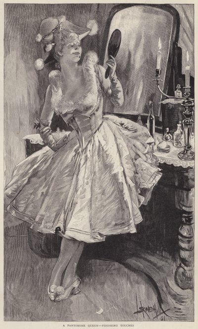 Eine Pantomime-Königin vervollständigt ihr Make-up von English School