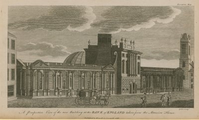 Eine perspektivische Ansicht des neuen Gebäudes der Bank of England von English School