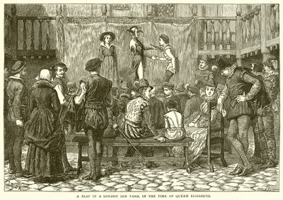 Ein Schauspiel in einem Londoner Gasthof zur Zeit von Königin Elisabeth von English School