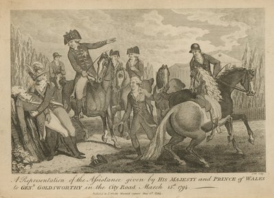 Darstellung der Unterstützung durch Seine Majestät und den Prinzen von Wales für General Goldsworthy in der City Road von English School