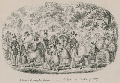 Eine Szene in den Kensington Gardens oder Moden und Schrecken von 1829 von English School