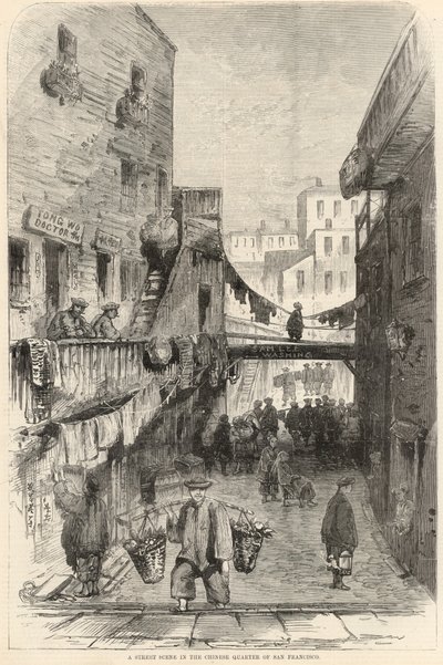 Eine Straßenszene im chinesischen Viertel von San Francisco von English School