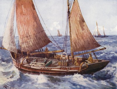 Ein Trawler auf See (Farblithographie) von English School