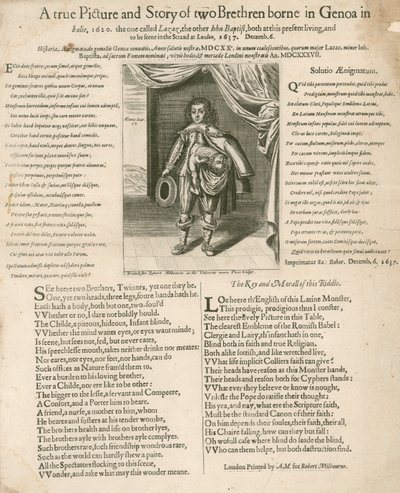 Ein wahres Bild und Geschichte von zwei Brüdern, geboren in Genua in Italien, 1620 von English School