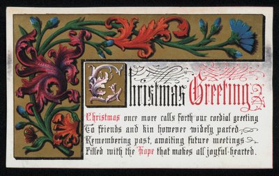 Ein Vers mit Blumenmuster, Weihnachtsgrußkarte von English School