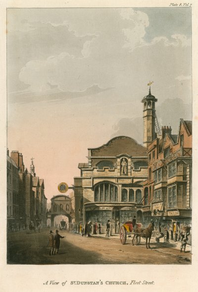 Ansicht der St Dunstans Kirche, Fleet Street, London von English School