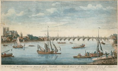 Ein Blick auf die Westminster Bridge von Lambeth von English School