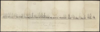 Ansicht der britischen und kombinierten Flotten am Ende der Schlacht von Trafalgar von English School