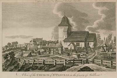 Ansicht der Kirche von St. Pancras, London, im Bezirk Middlesex von English School