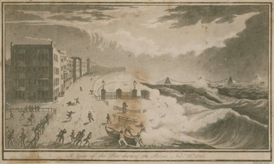 Ansicht des Piers während des Sturms in Brighton von English School