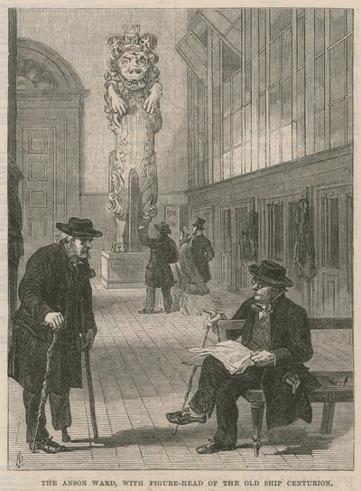 Ein Besuch im Greenwich Hospital; Die Anson-Station, mit dem Galionsfigur der alten Centurion von English School
