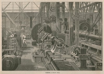 Ein Besuch in der Penns Marine Engine Fabrik in Greenwich, London; Drehen einer Kurbelwelle von English School