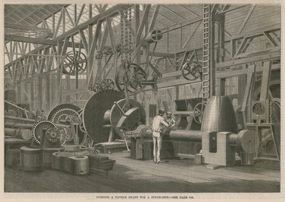 Ein Besuch in der Penns Marine Engine Fabrik in Greenwich, London; Drehen einer Schaufelwelle für ein Dampfschiff von English School