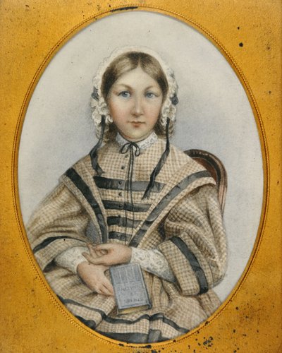 Eine junge Florence Nightingale in einem ovalen Rahmen von English School