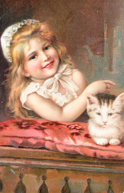 Ein junges Mädchen posiert mit einer Katze von English School