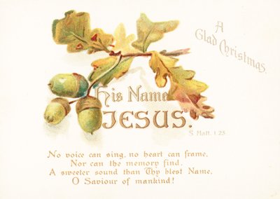 Eicheln und Blätter, Weihnachtskarte von English School