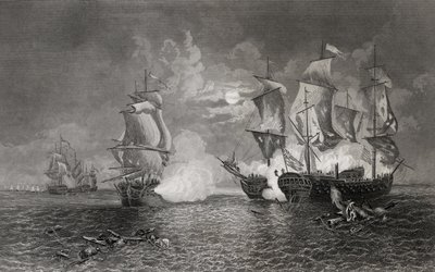 Kampf zwischen Bonhomme Richard und der Serapis, 23. September 1779 (Stich) von English School